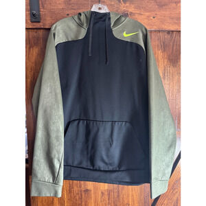Nike Men's Therma-fit Pullover Hoodie Black/Neon XXL High Neck Thick & Warm Gym